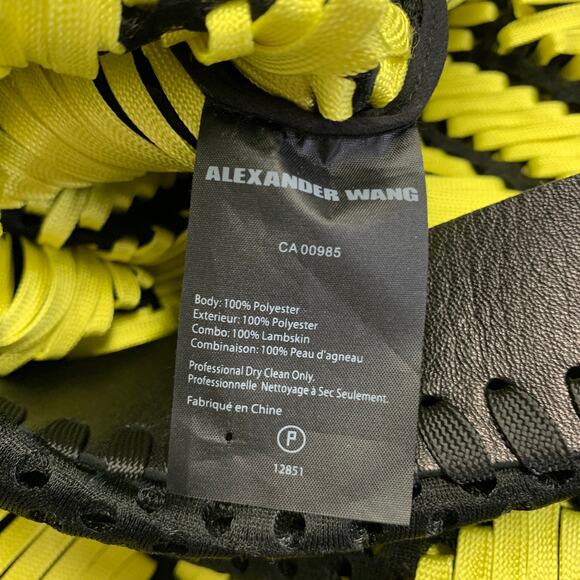 ALEXANDER WANG Black Yellow Polyester Woven Lamb Skin Cocktail Dress - Picture 6 of 6